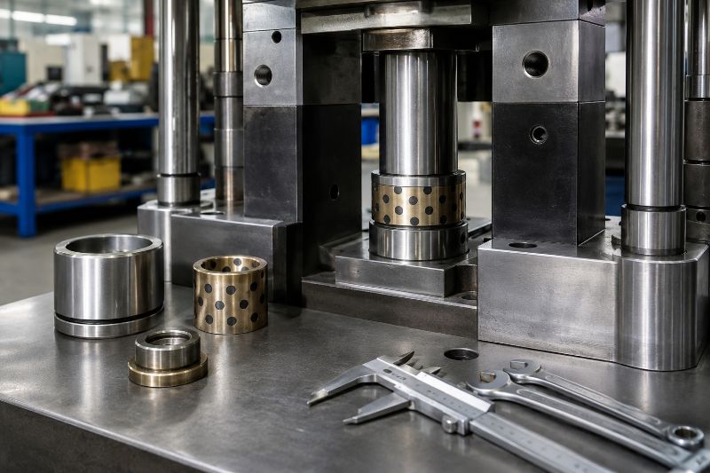 buchas e guias de prensa industrial afetadas por lubrificação inadequada