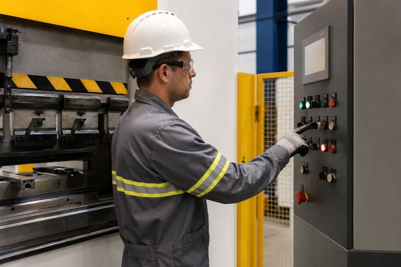 verificação de painel elétrico em checklist de prensa industrial
