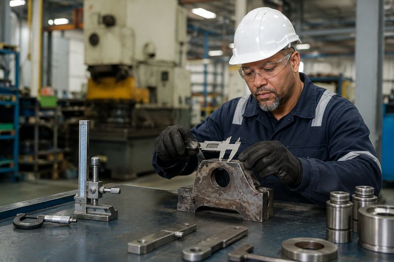 componente de prensa desgastado por falha de lubrificação